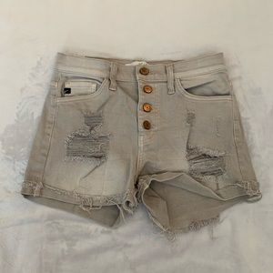 KanCan distressed faded khaki shorts